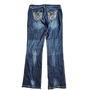 Rock 47 by Wrangler Womens Ultra Low Rise Bootcut Denim Jeans 13/34 WHX64DZ Y2K